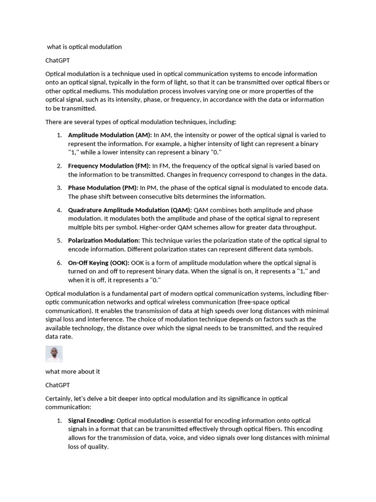 Understanding Optical Modulation Techniques | PDF | Optical Fiber ...