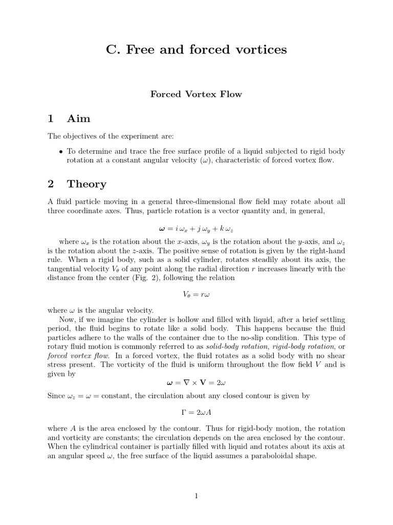 C. Free and Forced Vortices | PDF | Vortices | Rotation