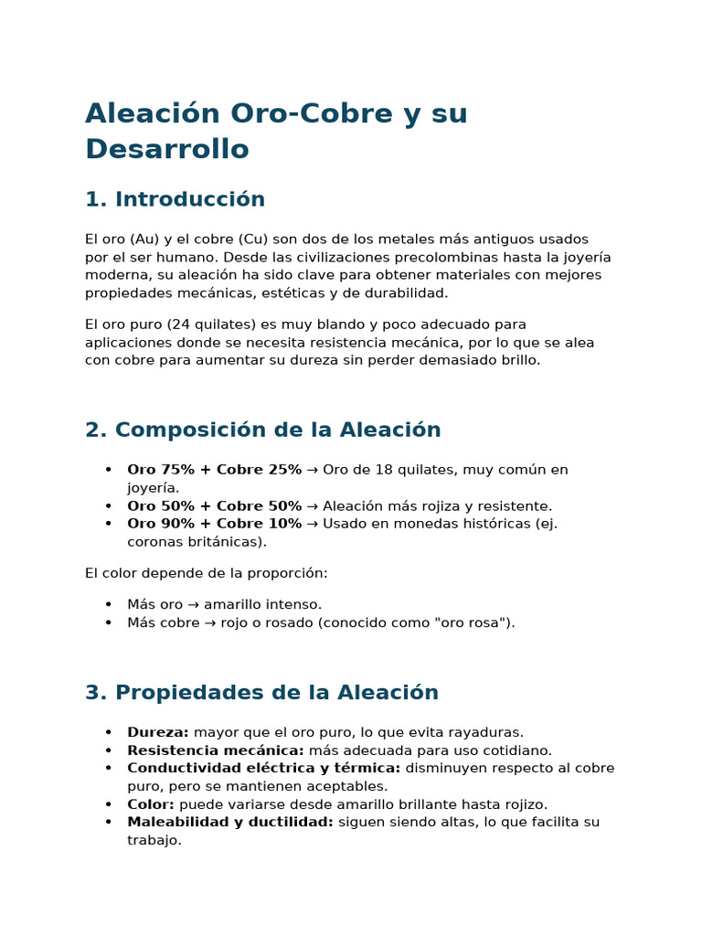 Aleación de Oro y Cobre en Joyería | PDF | Cobre | Aleación
