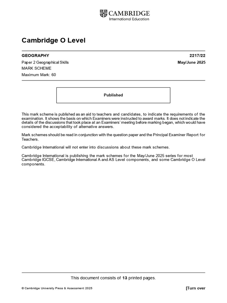 Cambridge O Level: Geography 2217/22 | PDF | Leaf