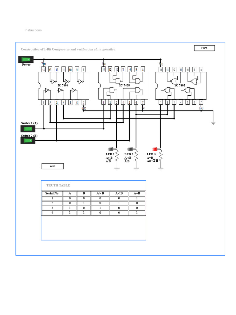 1-Bit Comparator Construction Guide | PDF