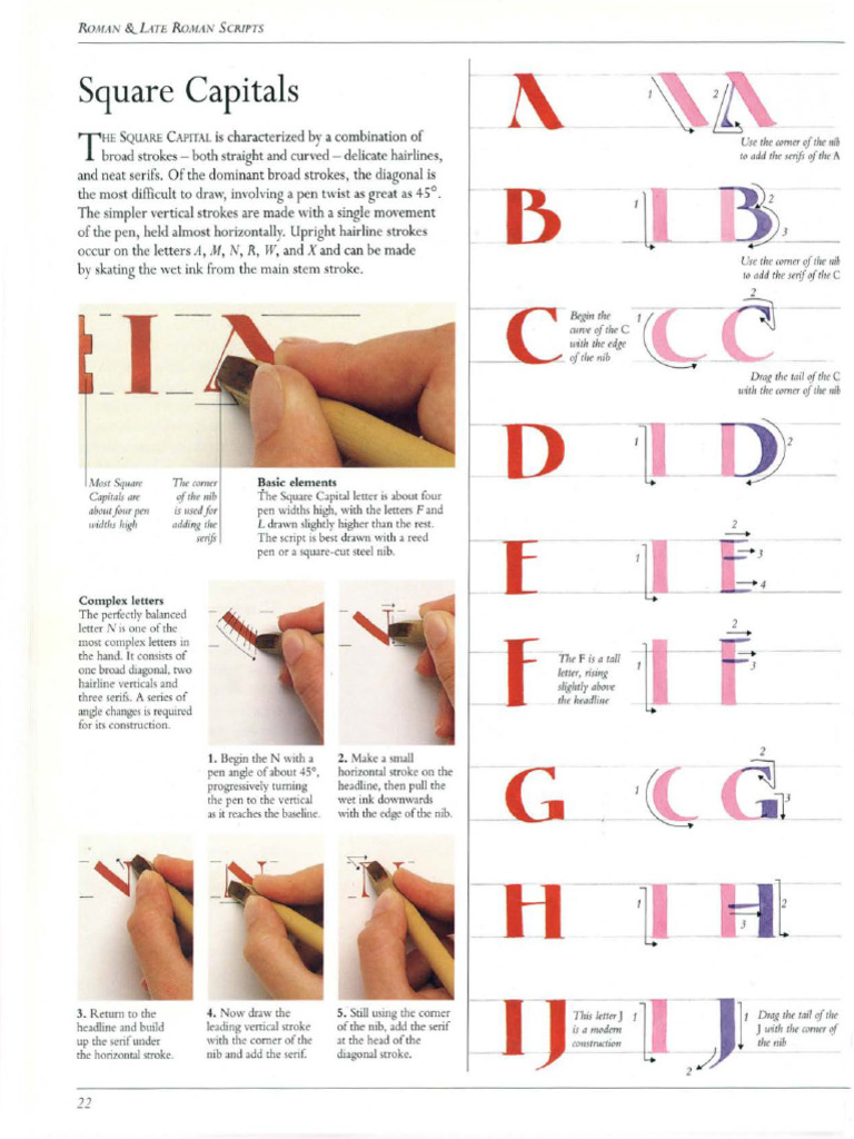 Square Capitals in Calligraphy | PDF | Serif | Writing Implements