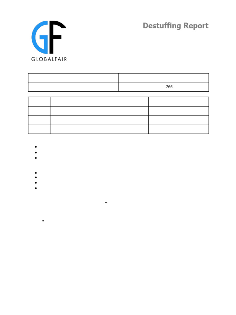 Destuffing Report for Container WHLU0414249 | PDF