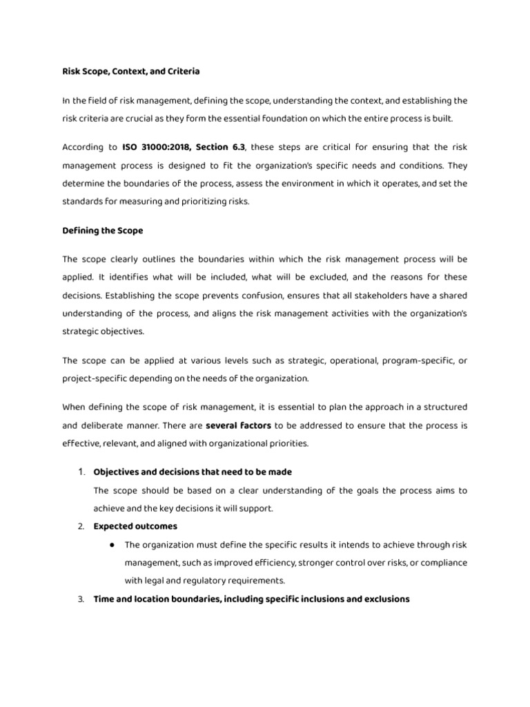 Defining Risk Scope and Context | PDF | Risk | Risk Management