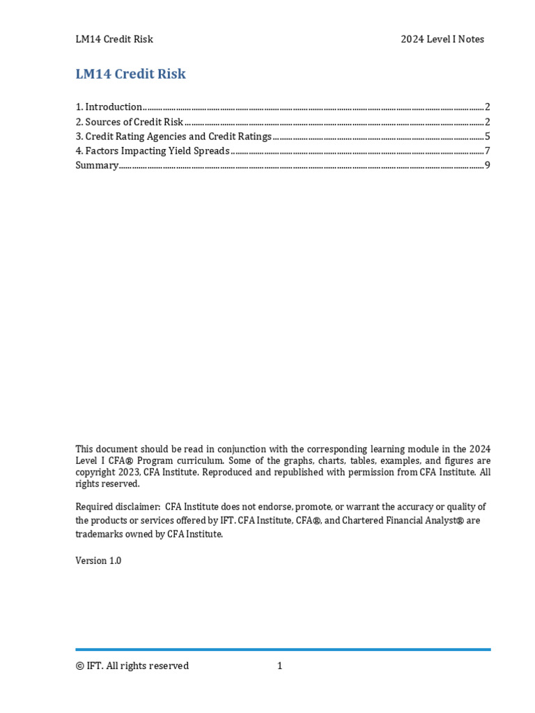 Understanding Credit Risk in 2024 CFA | PDF | Bond Credit Rating ...