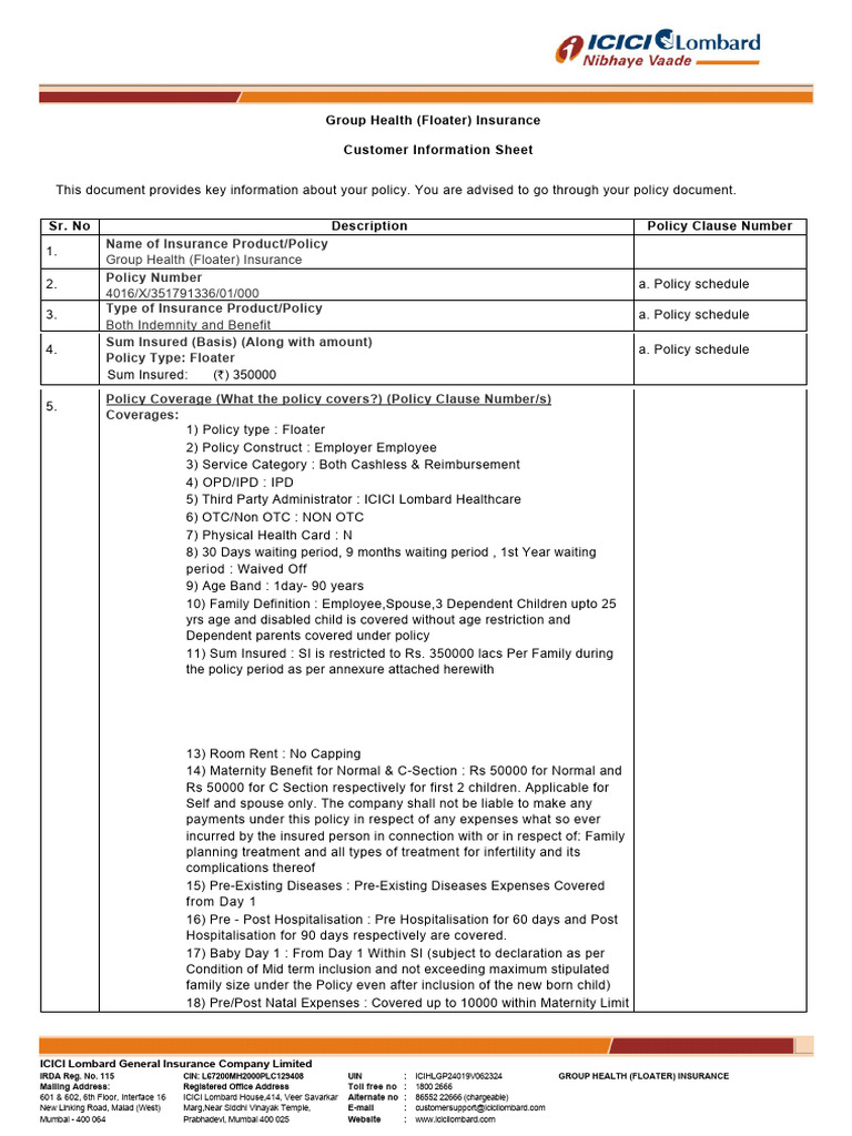 Group Health Insurance - 2025-26 | PDF | Insurance | Hospital