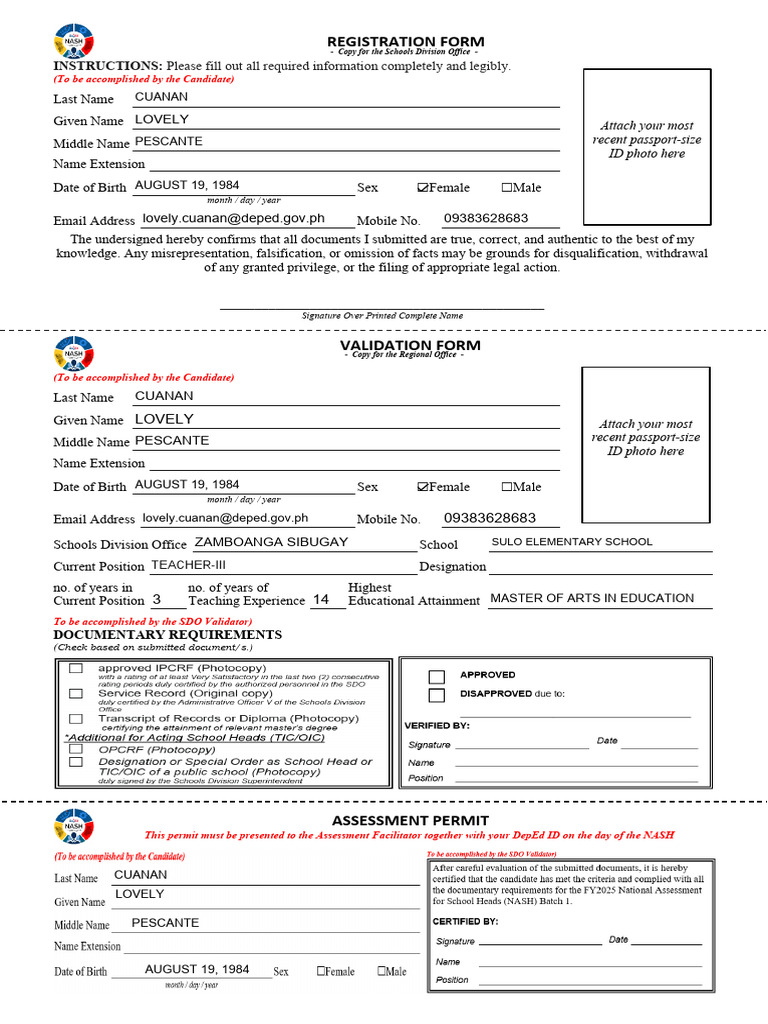 NASH Registration Form Instructions | PDF