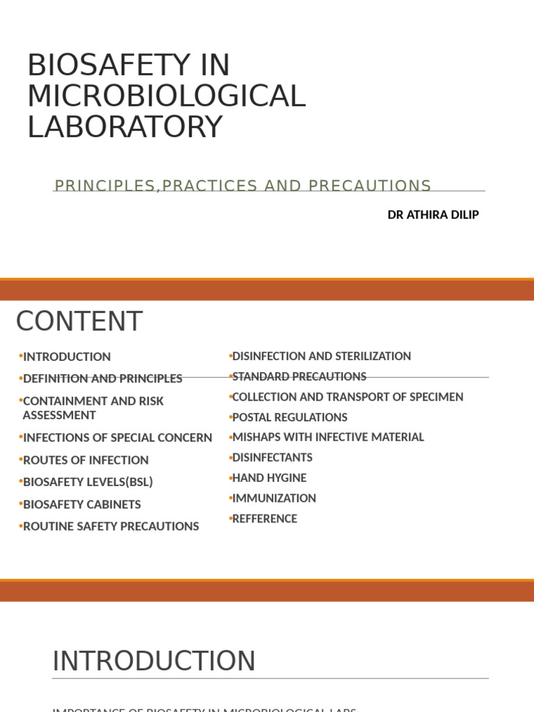 Biosafety Principles in Microbiology Labs | PDF | Infection | Disinfectant