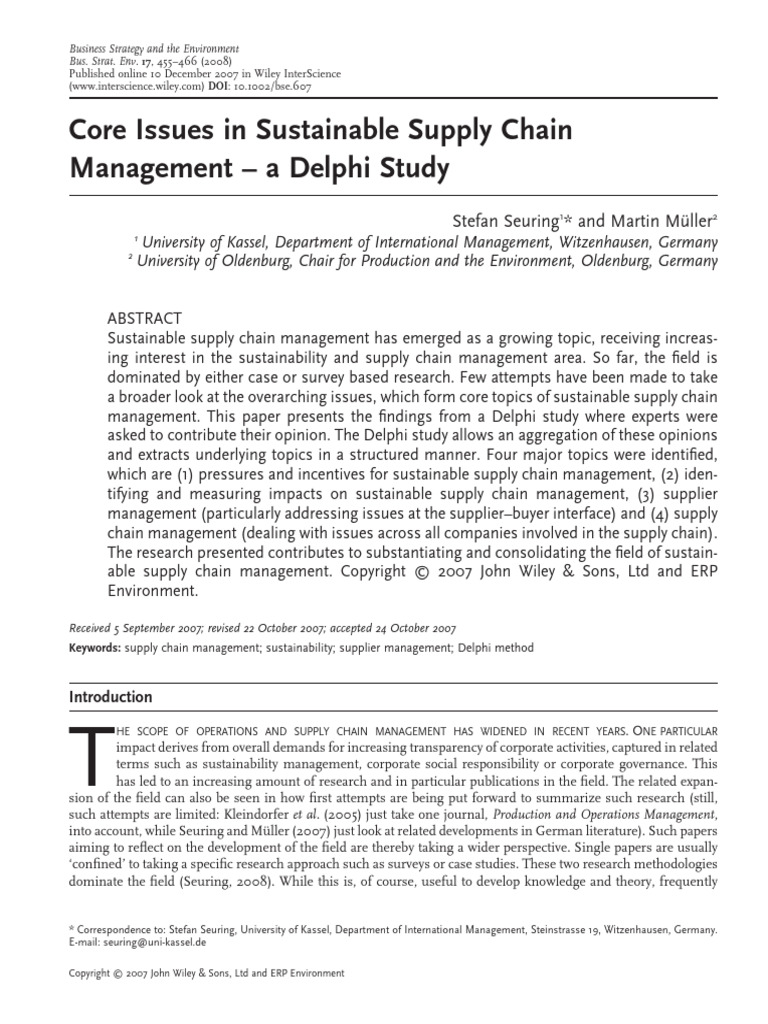 Core Issues in Sustainable Supply Chains | PDF | Supply Chain | Supply ...