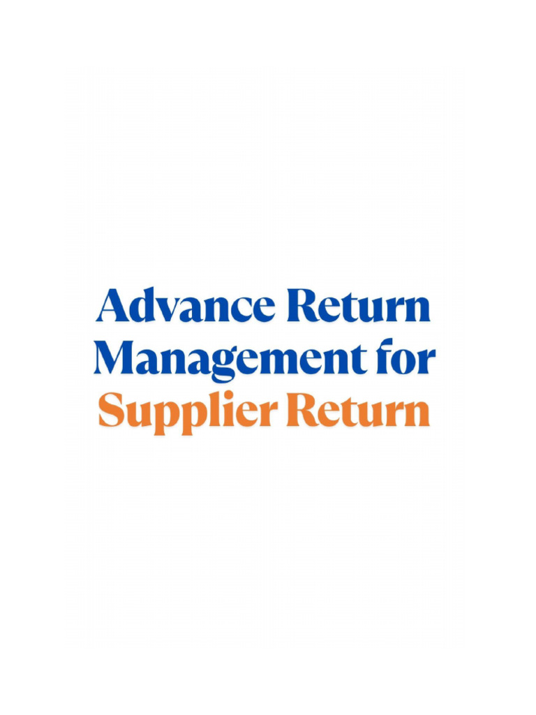 Advanced Return Management For Supplier Return in SAP | PDF