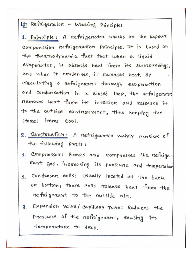 Working Principle of Refrigerator | PDF