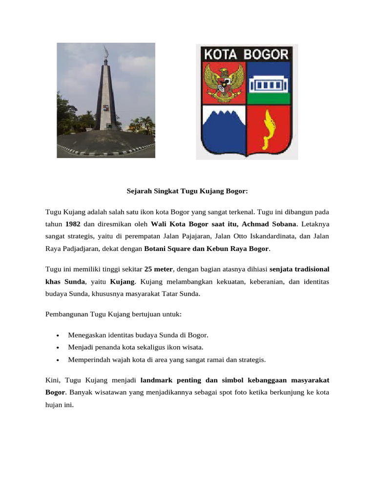 Sejarah Tugu Kujang Bogor sebagai Ikon Kota | PDF
