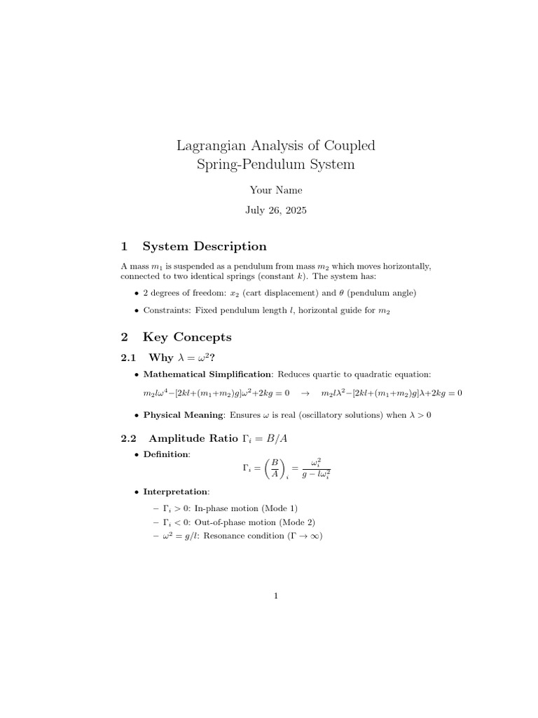 Lagrangian Dynamics of Spring-Pendulum System | PDF | Pendulum ...