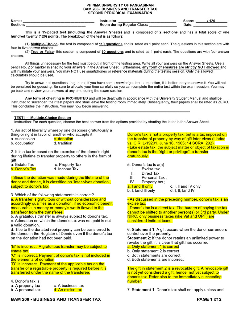 BAM208 P2 Examination Answer | PDF | Taxes | Capital Gains Tax