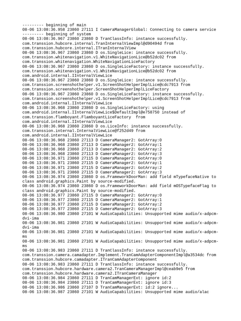 Camera Service Connection Log | PDF | Computer Programming | Computing