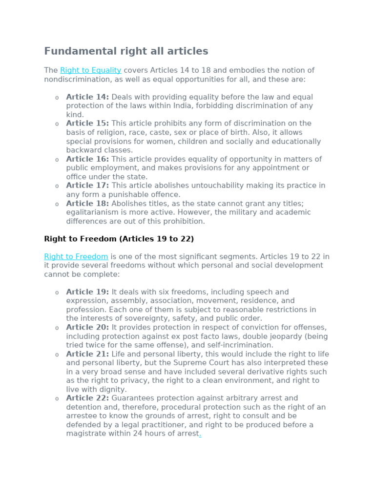 Overview of Fundamental Rights Articles | PDF | Justice | Crime & Violence