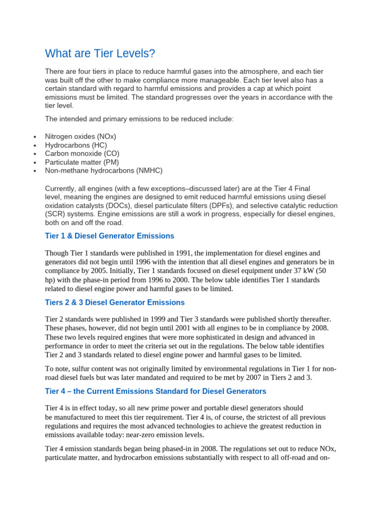 What Are Tier Levels | PDF | Exhaust Gas | N Ox
