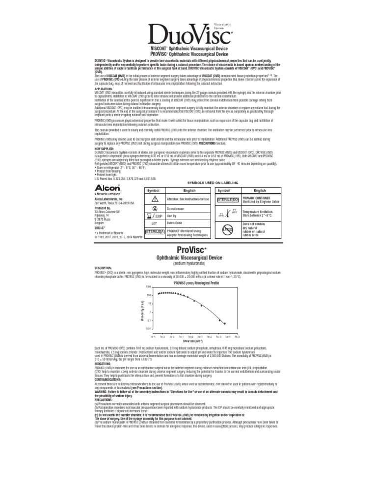 DUOVISC Viscoelastic System Overview | PDF | Ophthalmology | Human Eye