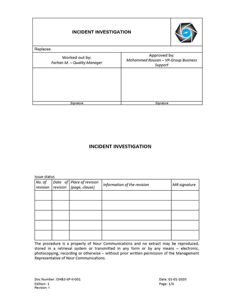 Incident Investigation Procedure Guide | PDF | Occupational Safety And ...