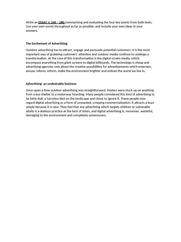 C2 Writing Essay - Advertising | PDF
