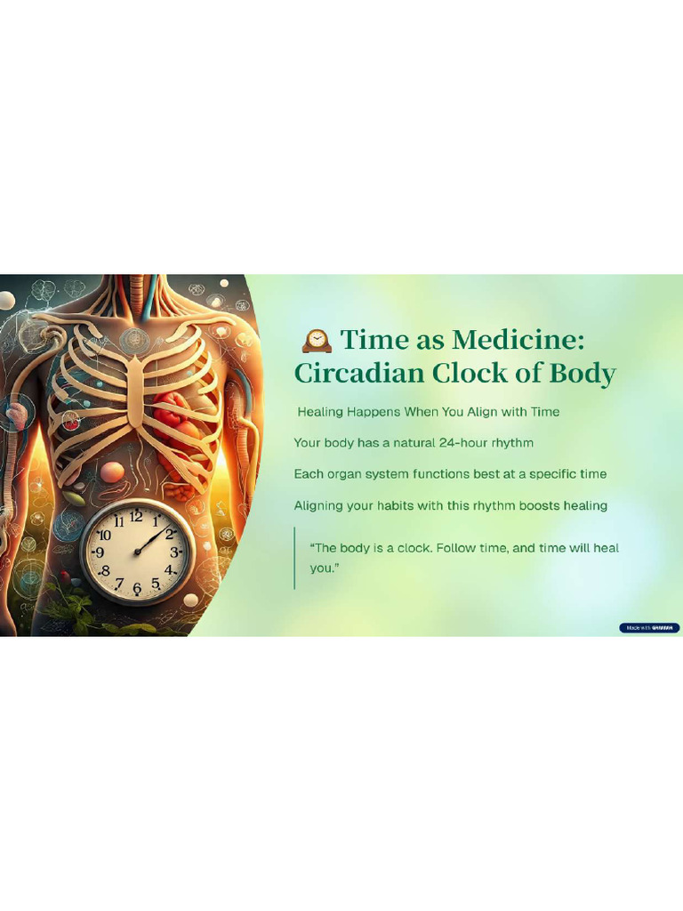 Time As Medicine Circadian Clock of Body | PDF