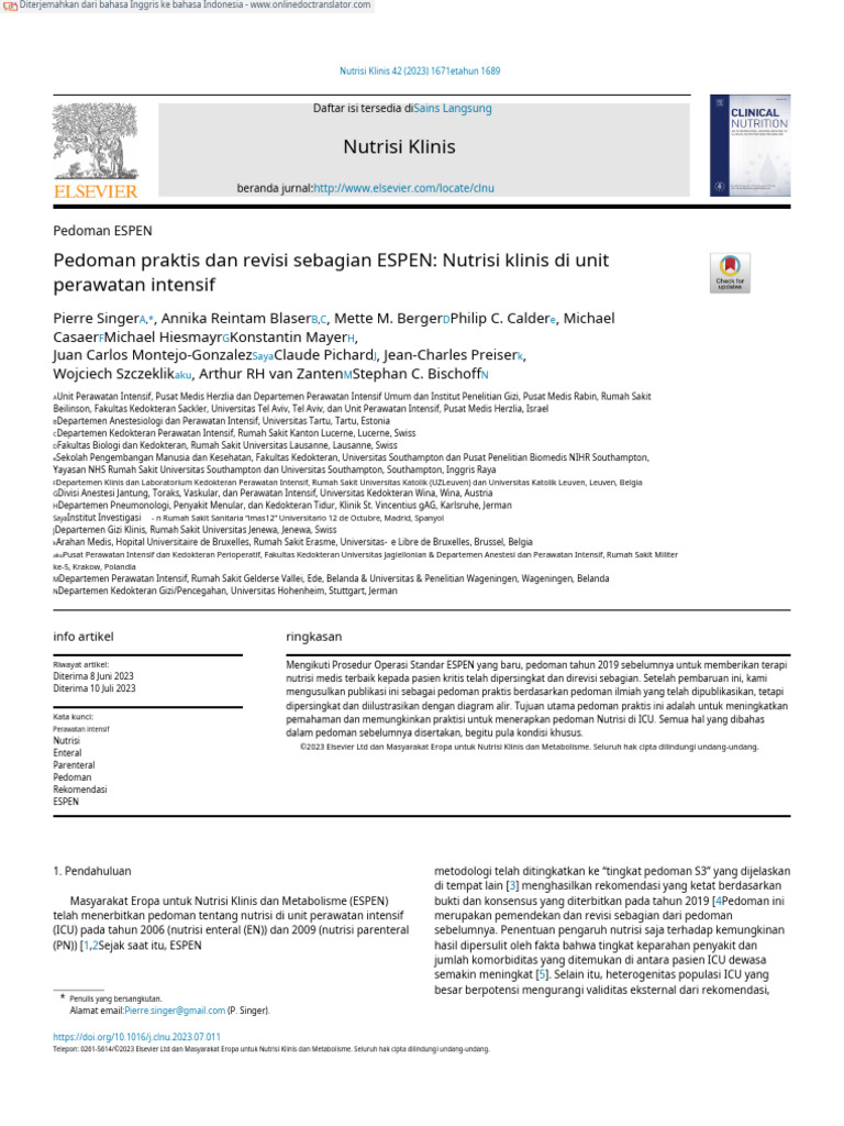 ESPEN Practical and Partially Revised Guideline Clinical Nutrition in ...