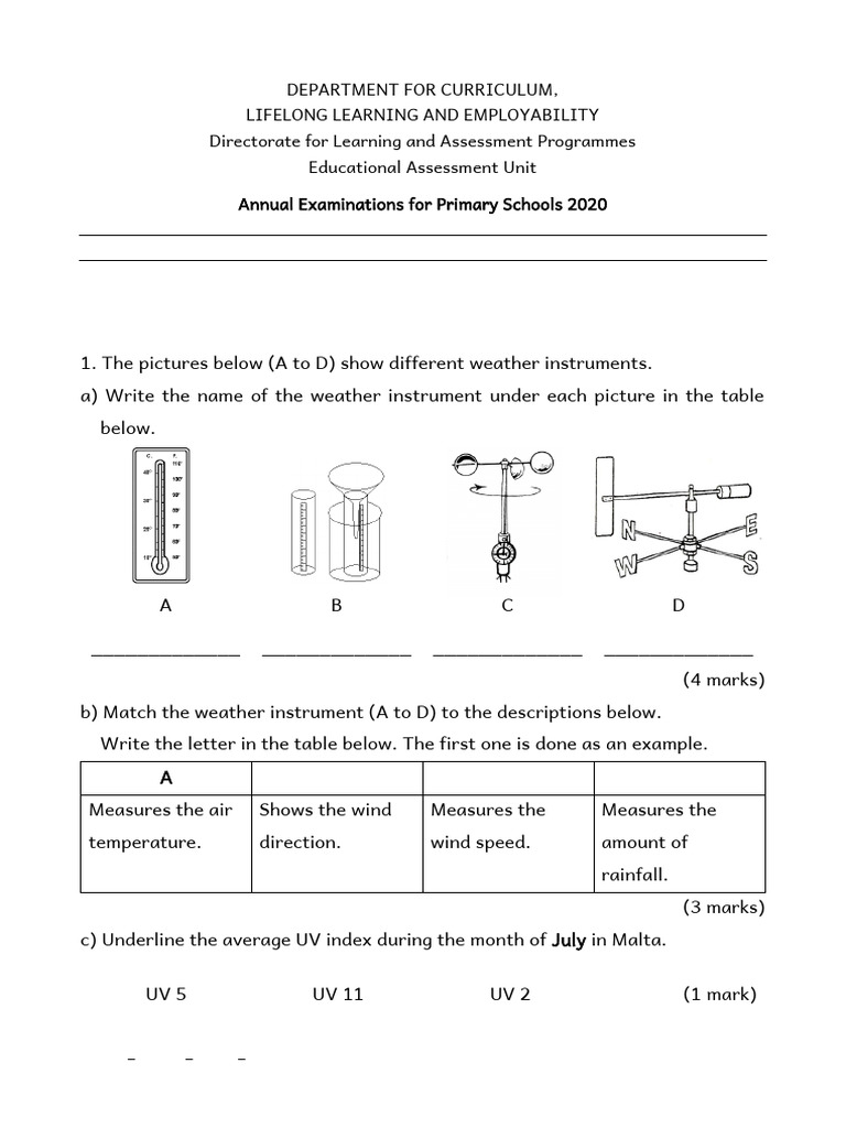 Year 4 Science Exam Paper 2020 | PDF | Planets | Sky