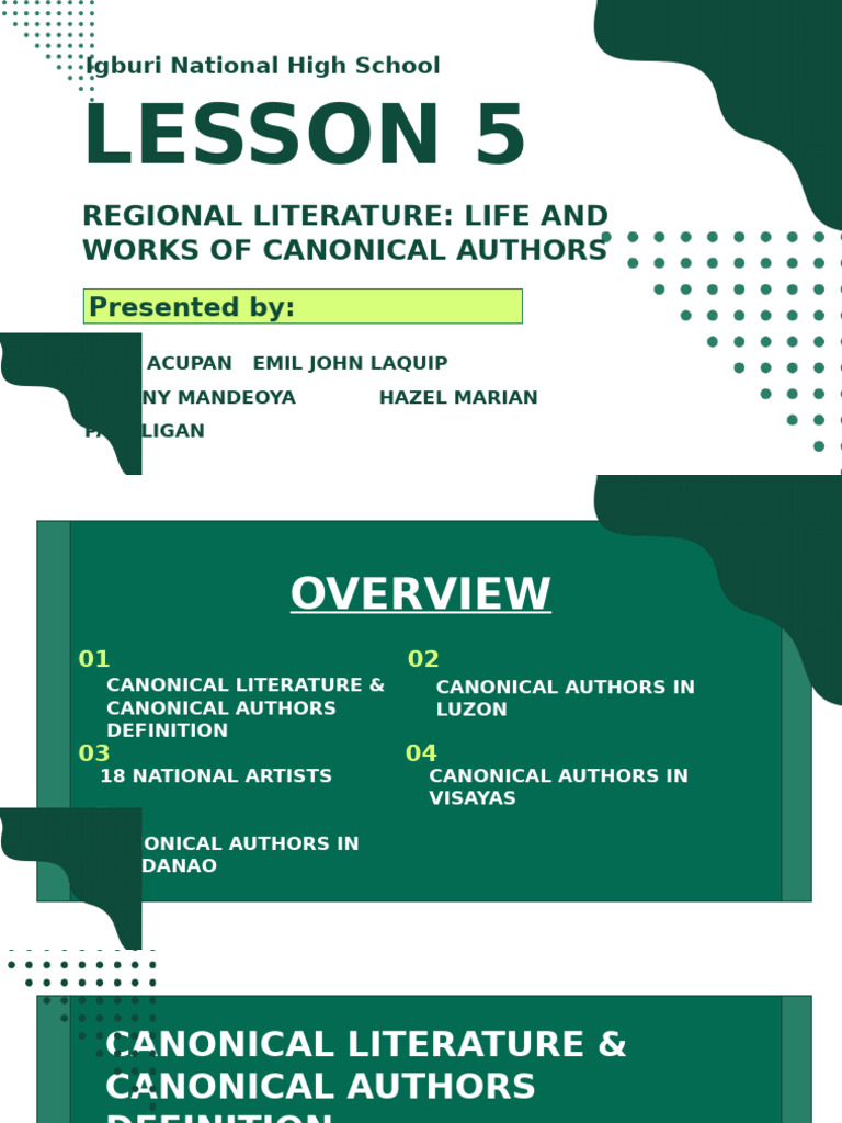 Canonical Authors in Philippine Literature | PDF | Philippines