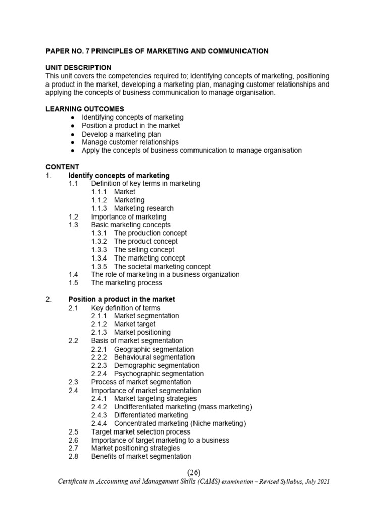 Principles of Marketing and Communication | PDF | Marketing | Market ...