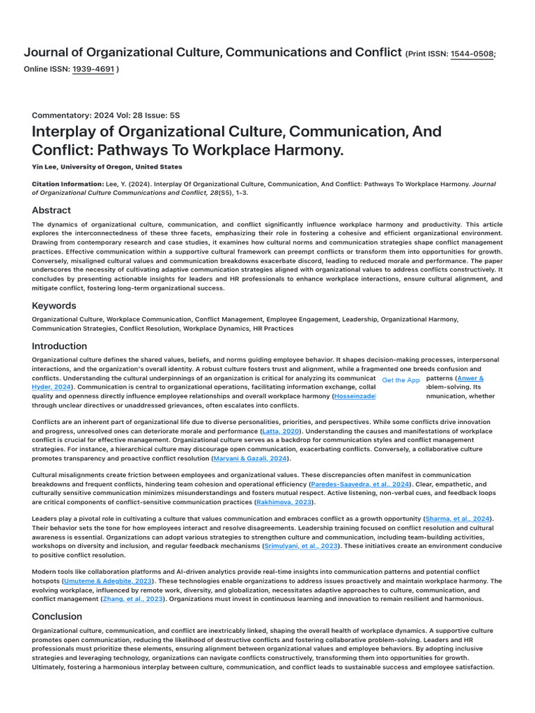 Culture, Communication, and Conflict Dynamics | PDF | Organizational ...