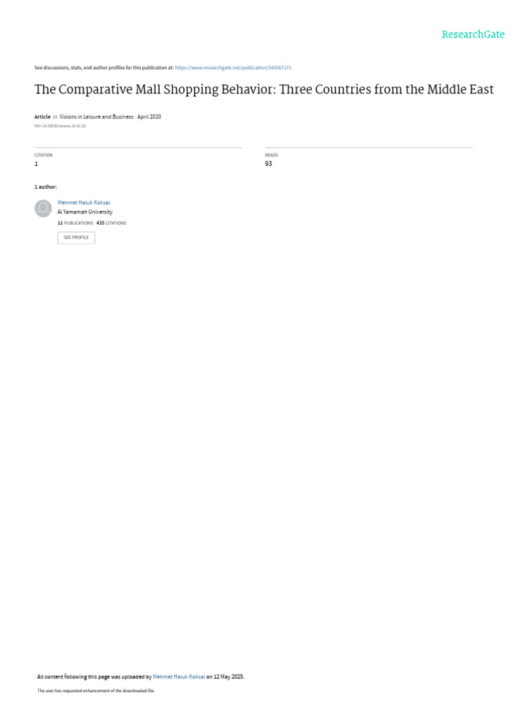 The Comparative Mall Shopping Behavior Three Count Pdf Retail