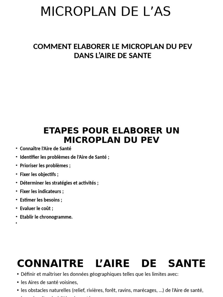Élaboration du Microplan PEV en Santé | PDF | Vaccination | Santé publique