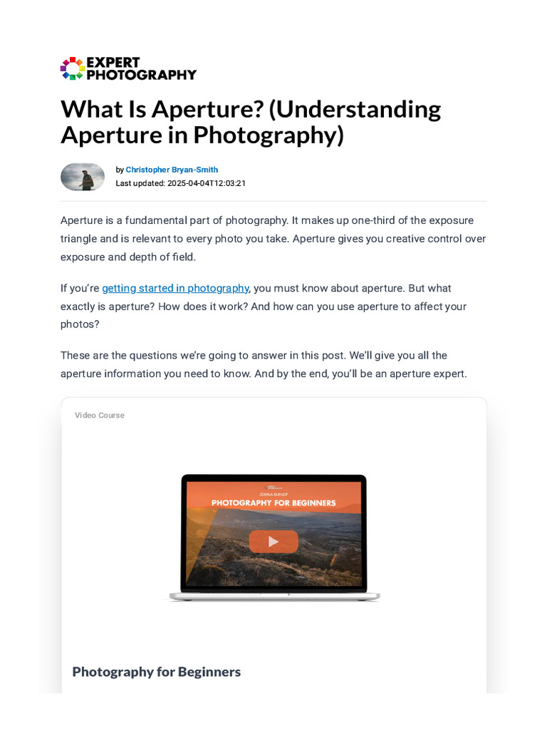 Understanding Aperture in Photography | PDF | Camera Lens | Aperture