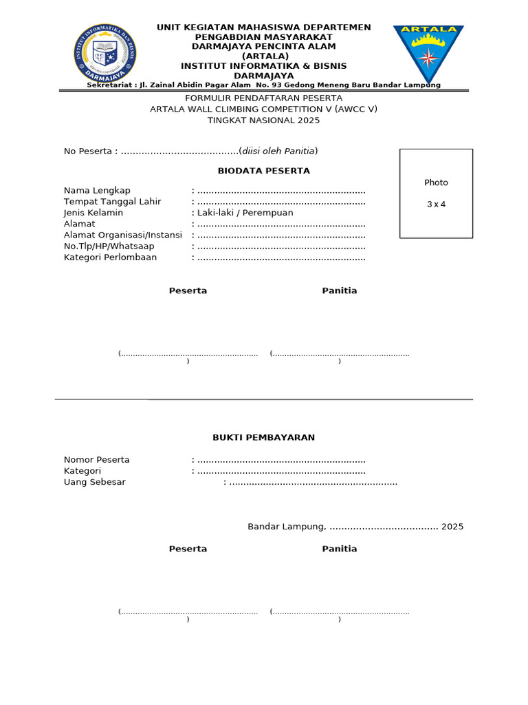 Pendaftaran AWCC V 2025 Tingkat Nasional | PDF