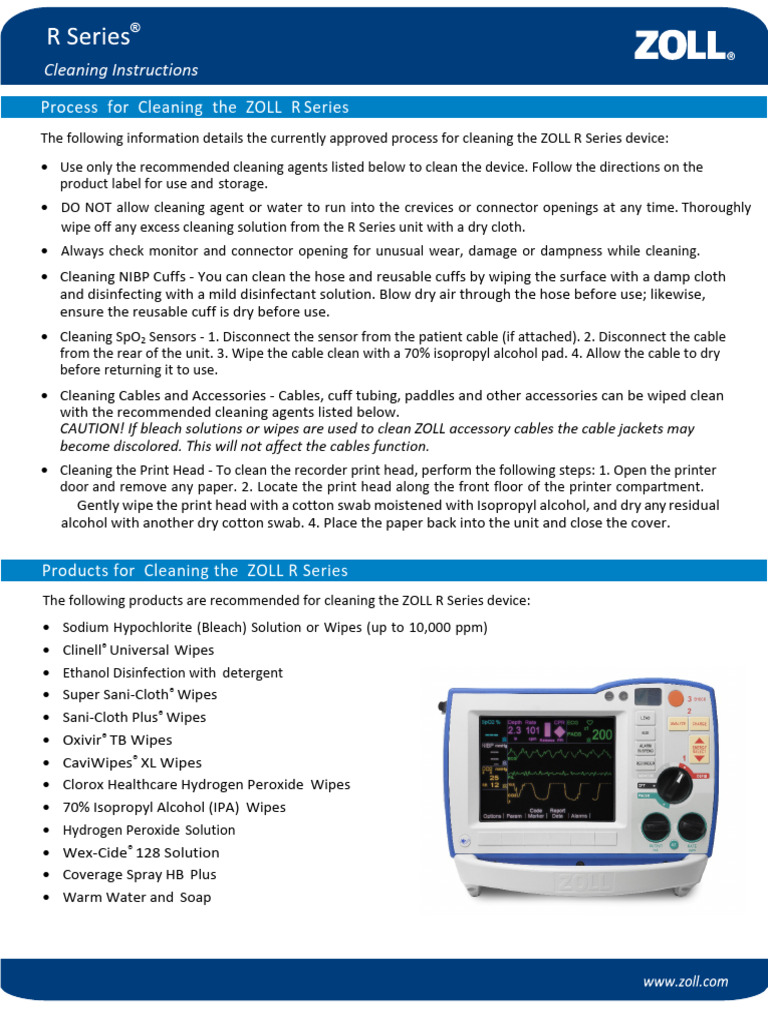 ZOLL R Series Cleaning Guide | PDF