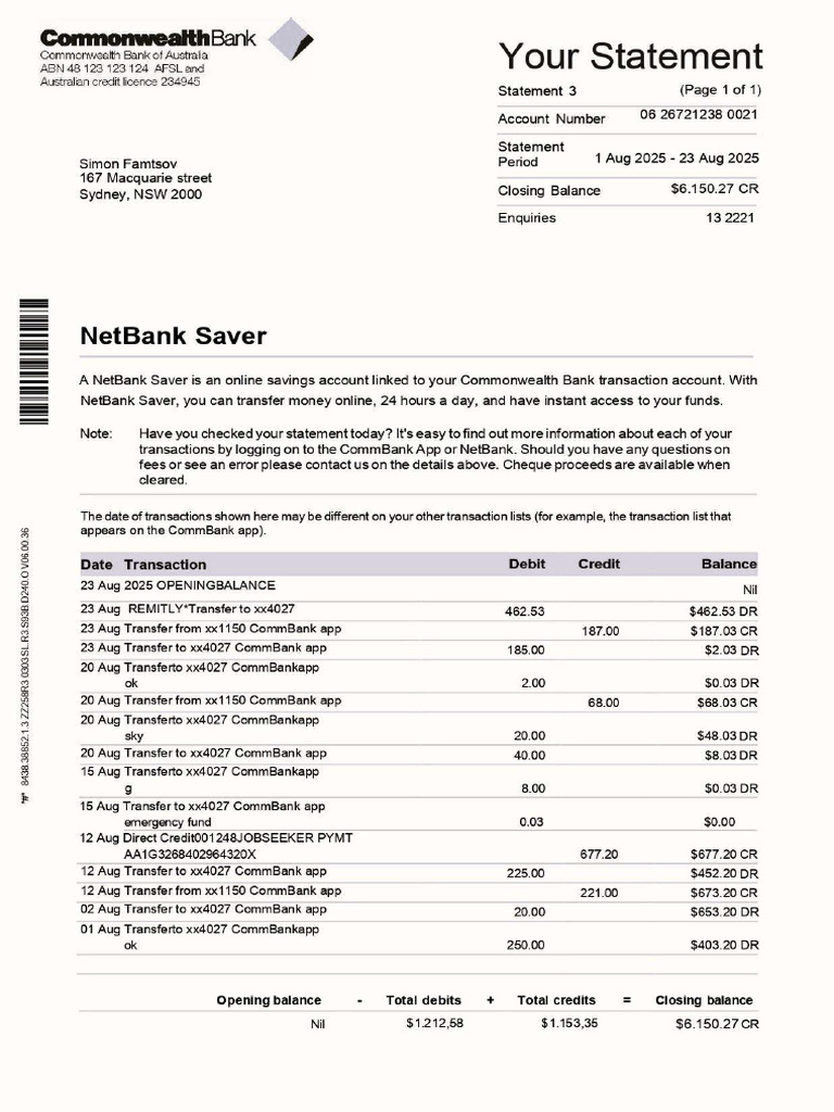 Statement AccountNumber 2025-08-23 | PDF