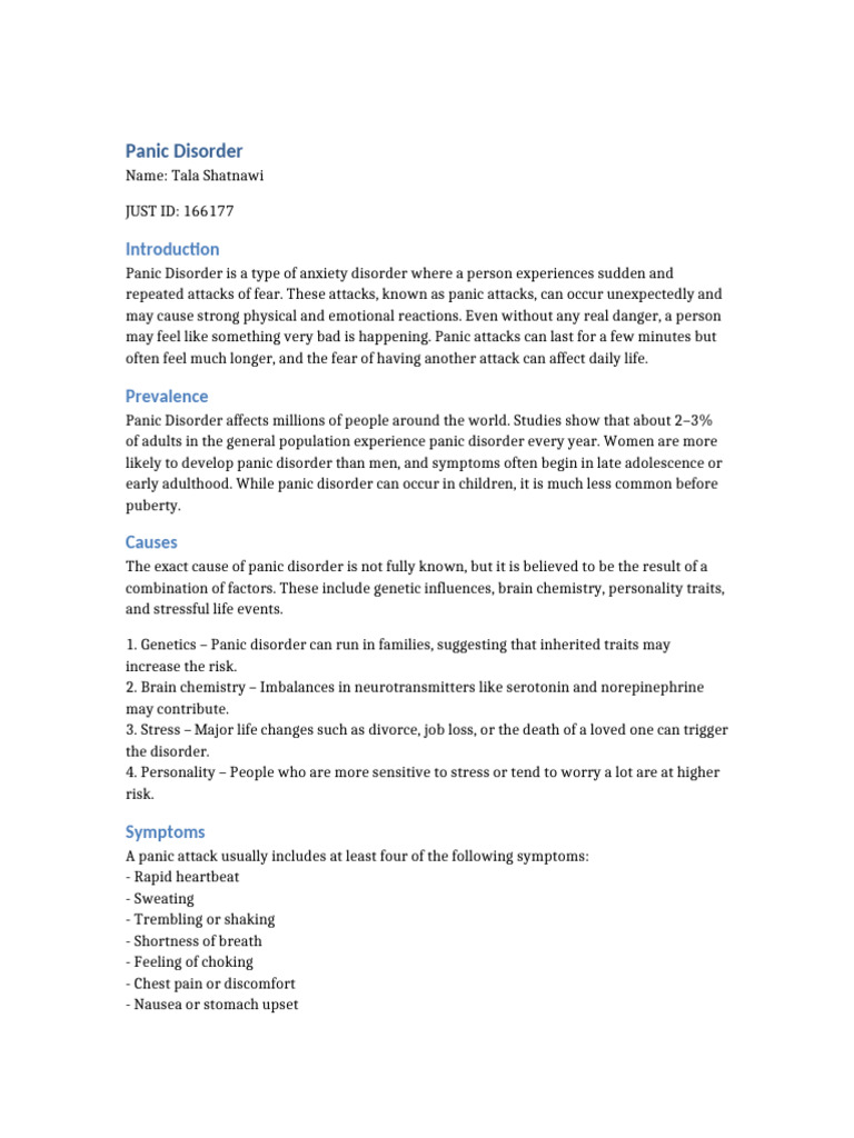 Understanding Panic Disorder Symptoms | PDF | Panic Disorder | Panic Attack
