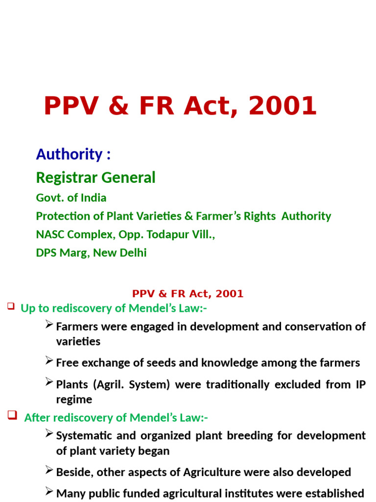 Farmers' Rights Under PPV & FR Act, 2001 | PDF | Plant Breeding