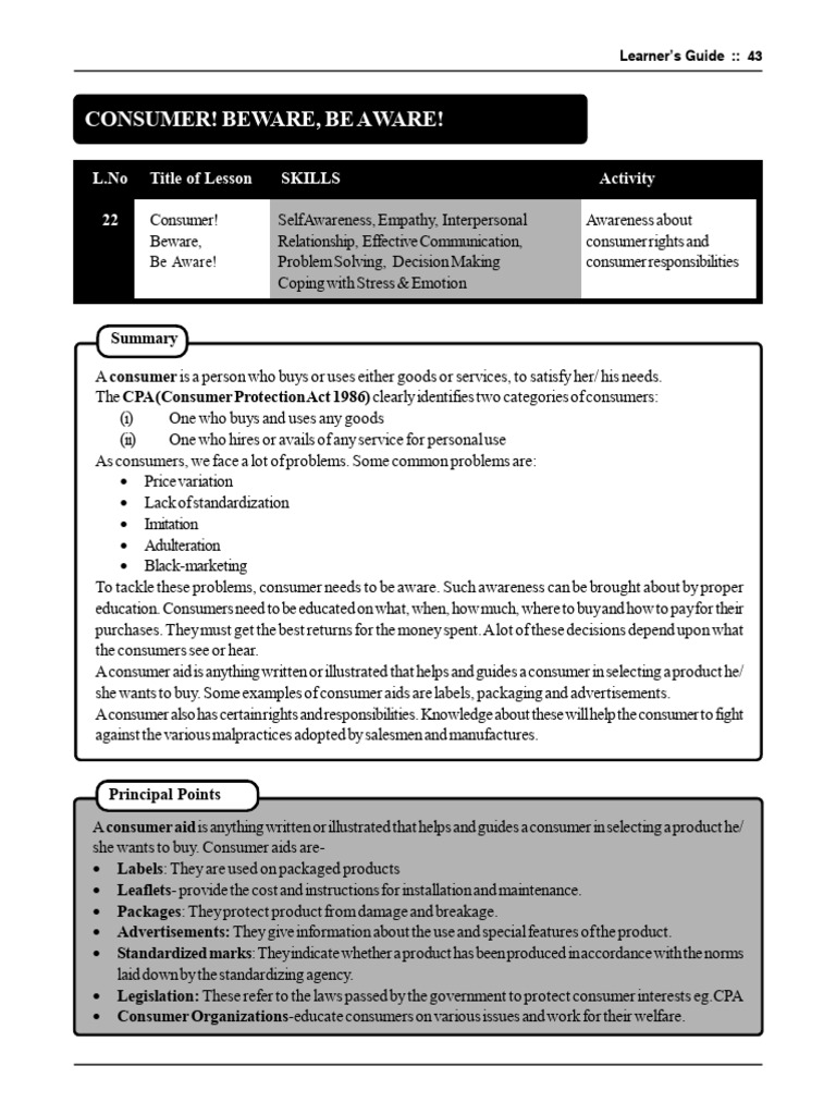Consumer Awareness and Rights Guide | PDF | Psychology