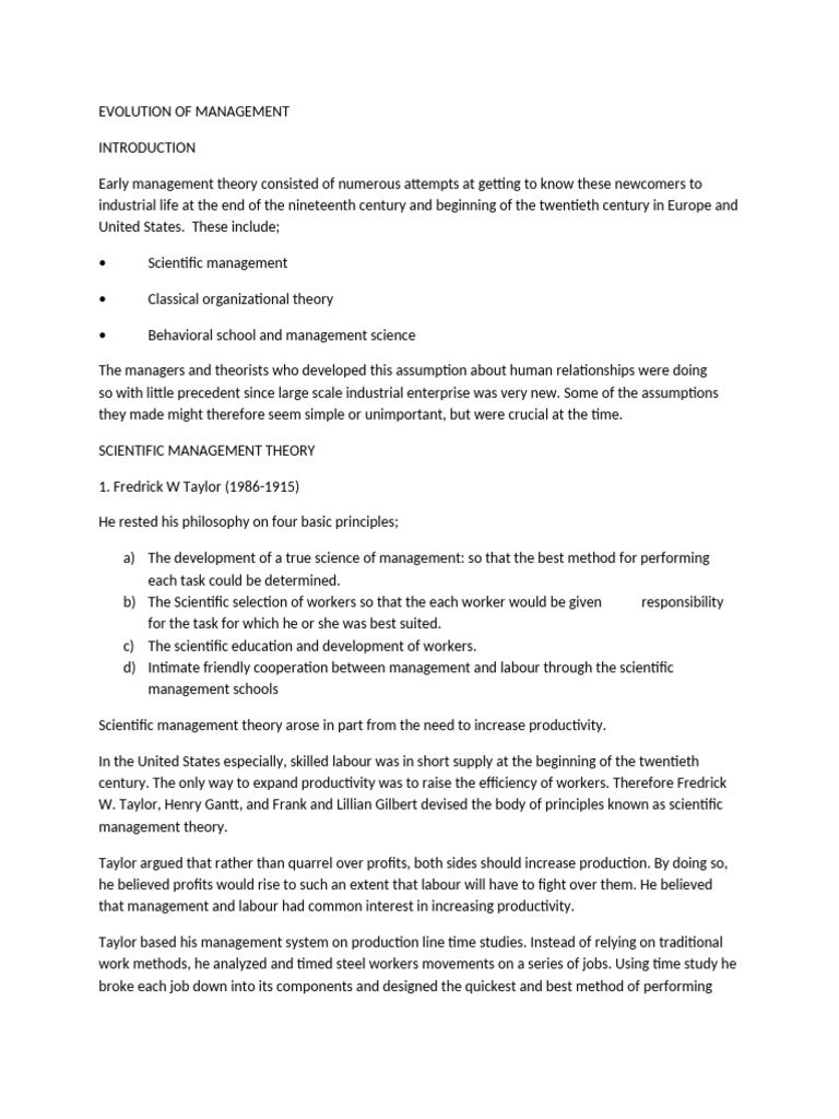 Evolution of Management Theories | PDF | System | Economics
