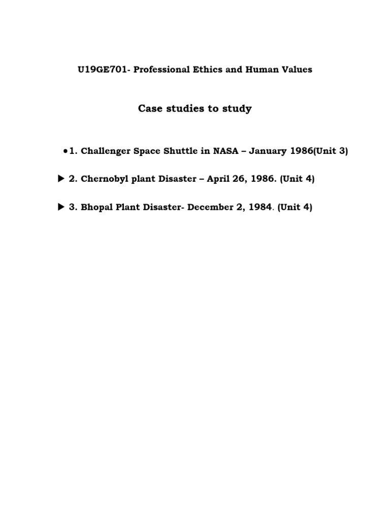 U19GE701: Ethics in Engineering Disasters | PDF | Nuclear Reactor ...