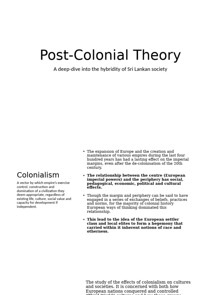 Post-Colonial Theory in Sri Lanka | PDF | Colonialism | Postcolonialism