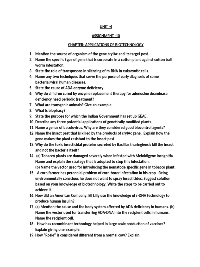 Biotechnology Applications and Techniques | PDF | Genetically Modified ...
