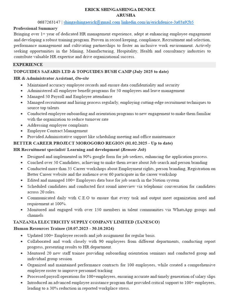 HR Management Professional Profile | PDF | Recruitment | Human Resource ...