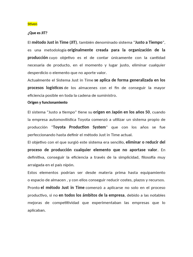 Just in time | PDF | Lean Manufacturing | Procesos de negocio