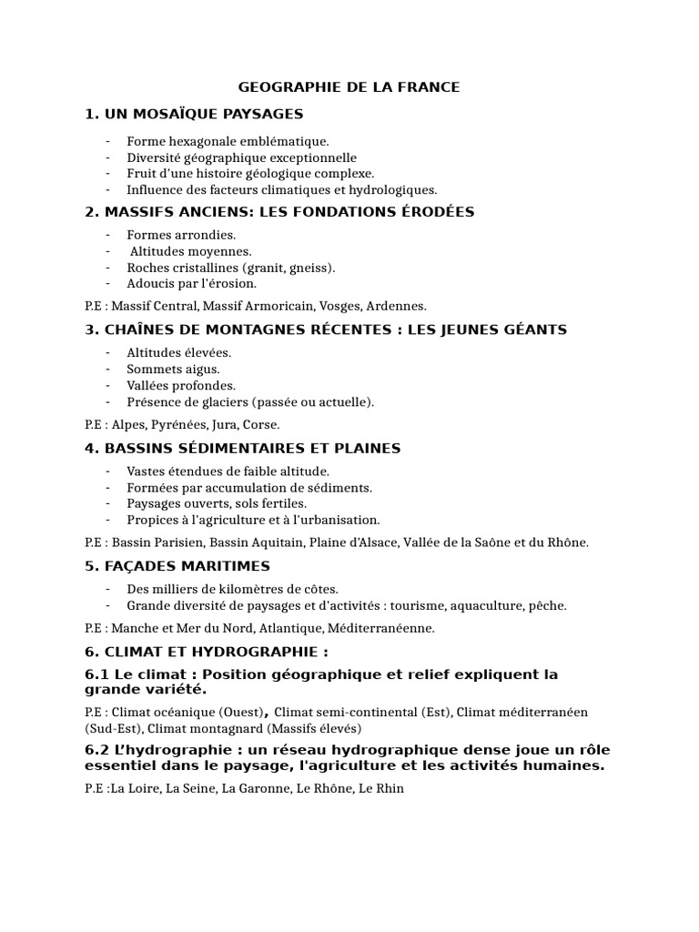 Géographie de la France : paysages et climats | PDF