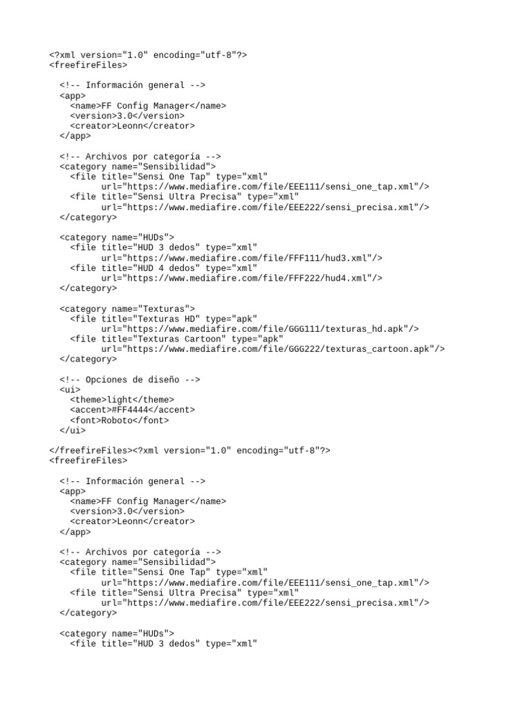 FF Config Manager Files Overview | PDF