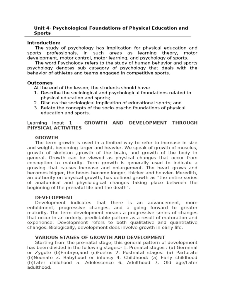Psychological Foundations of Physical Education and Sports | PDF ...