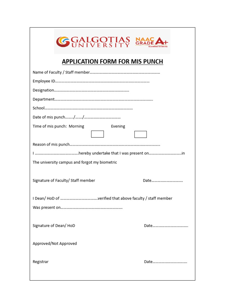 Mis Punch Application Form | PDF