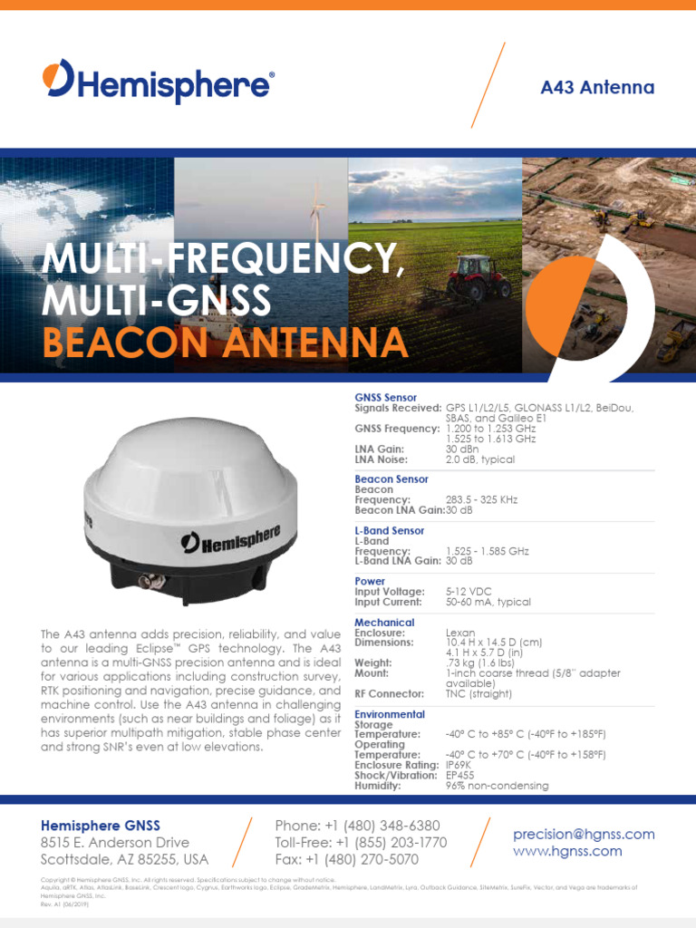 A43 Multi-GNSS Precision Antenna | PDF | Antenna (Radio) | Computer ...